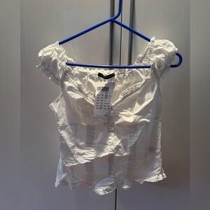 Brandy Melville White Ruffled Blouse